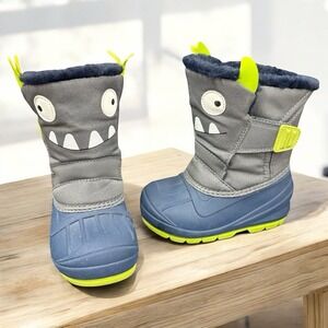 Cat & Jack Toddler Boys' Grey Huxley Monster Water Resistant Winter Boots Sz 7